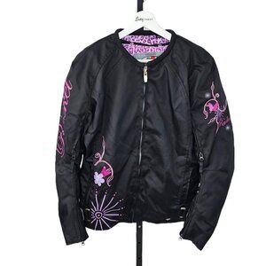 Joe Rocket Womens Heartbreaker Motorcycle Jacket  Size Large Black Butterfly Y2K